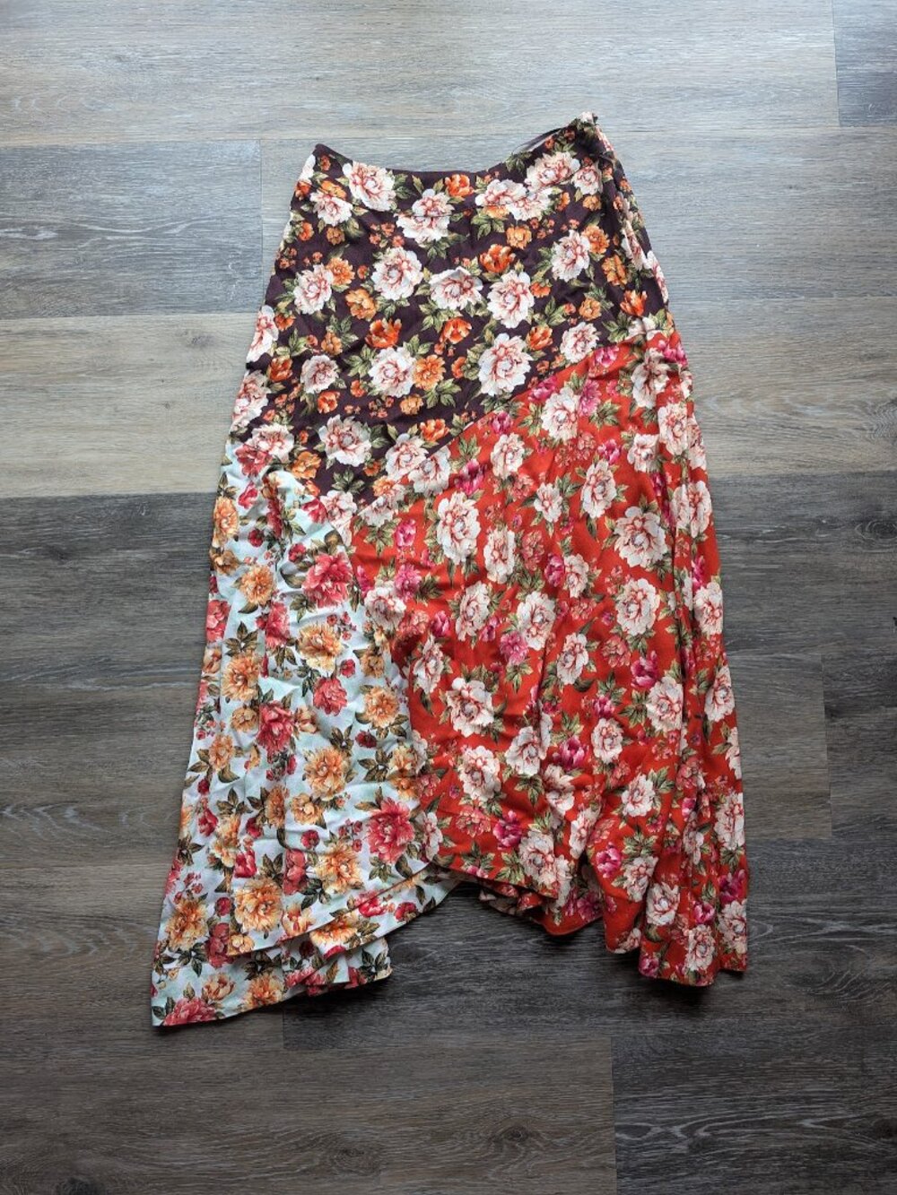 Farm Rio Patchwork Floral Midi Skirt